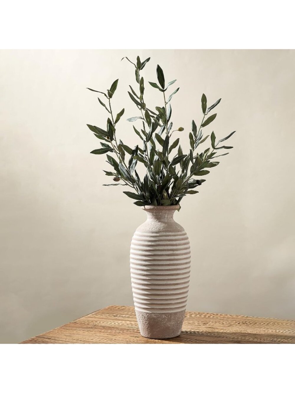 14.4 inch Ceramic Rustic Grounded Vase Farmhouse Threaded Living Room Home Deco